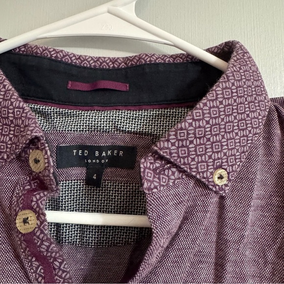 Ted Baker London Purple Polo Shirt Short Sleeve Size 4 Small - Picture 4 of 10